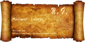 Malmer Ivonn névjegykártya